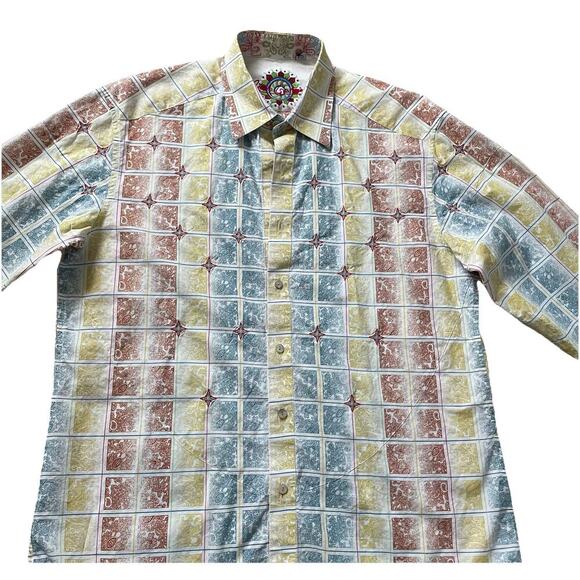 Robert Grahams Men’s Aztec Button Up Shirt Embroidered XL Flip Cuff Multicolor - Picture 4 of 16